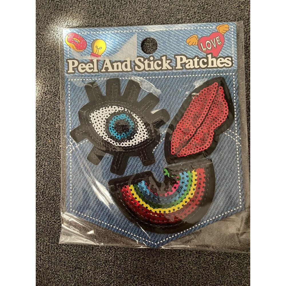 3 count adhesive patches rainbow eye lips -NWT